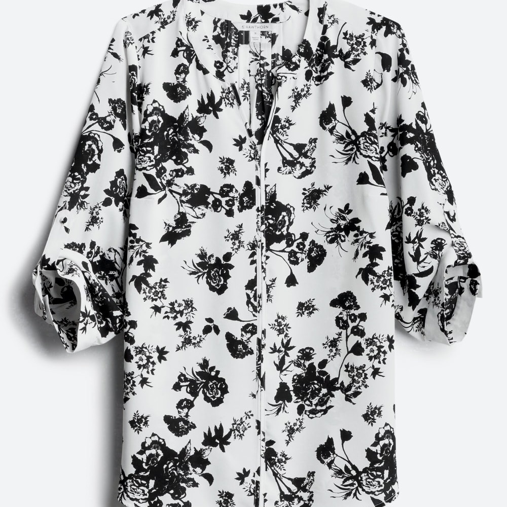 Karie Split Neck High Low Hem Blouse